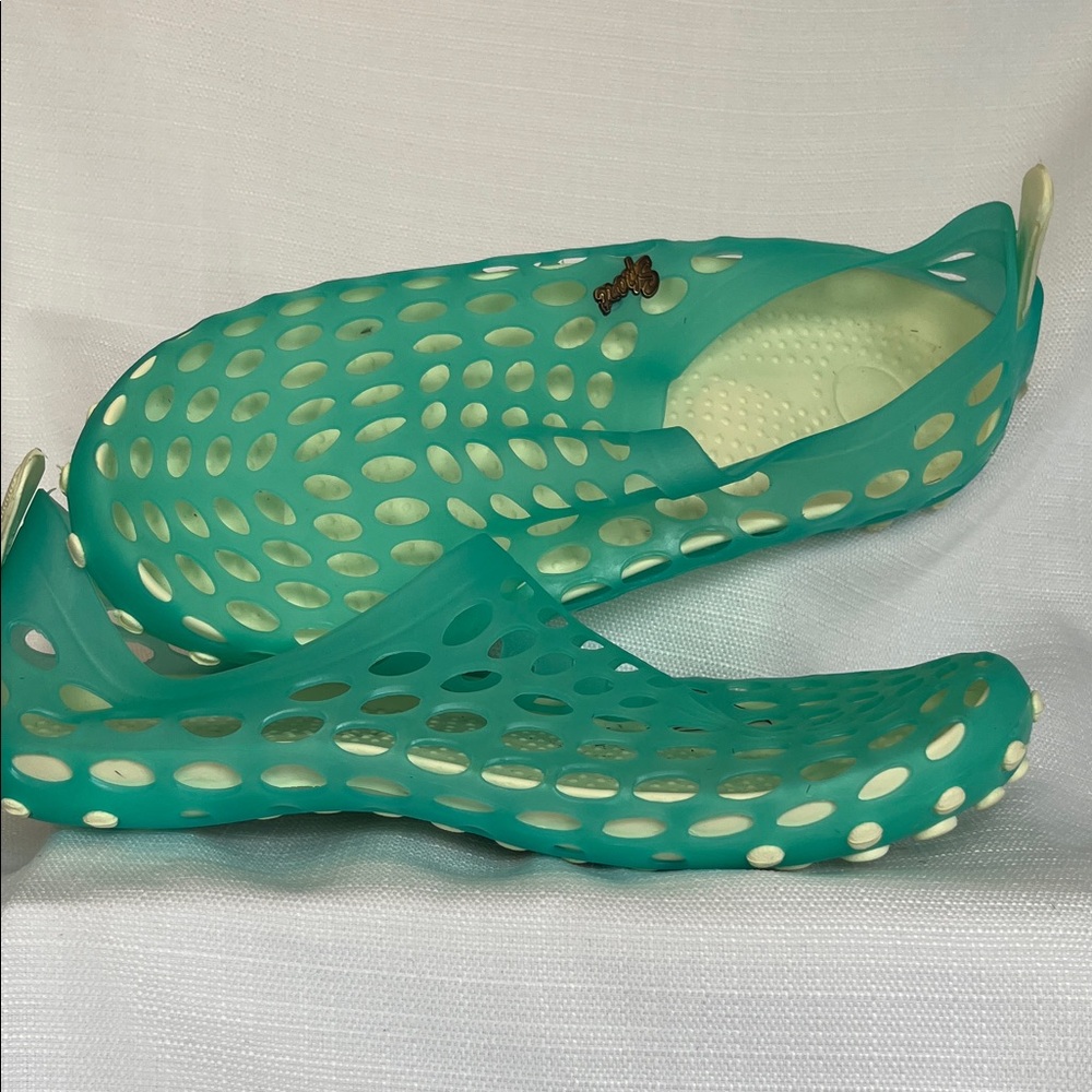 Breathable Teal Slip-On Perforated Sandals